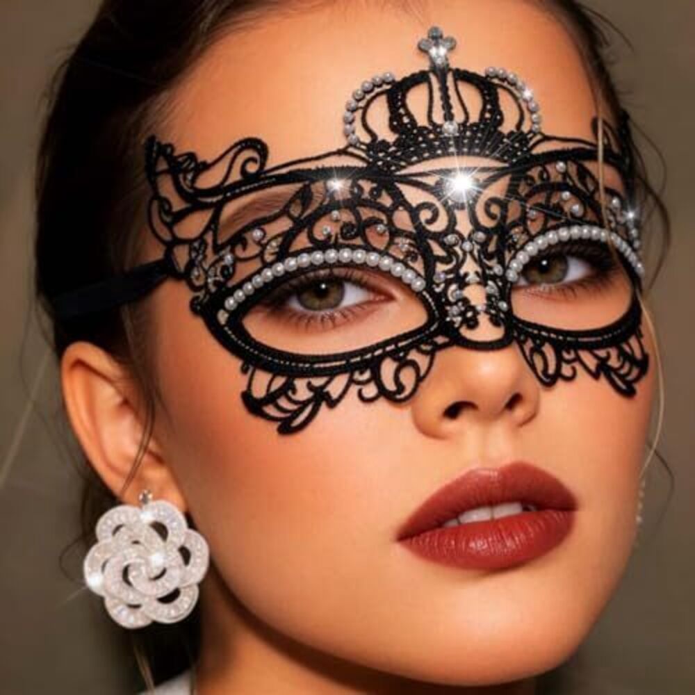 5168 Rhinestone Masquerade Lace Masks Sparkle Half Eye Mask for Costume